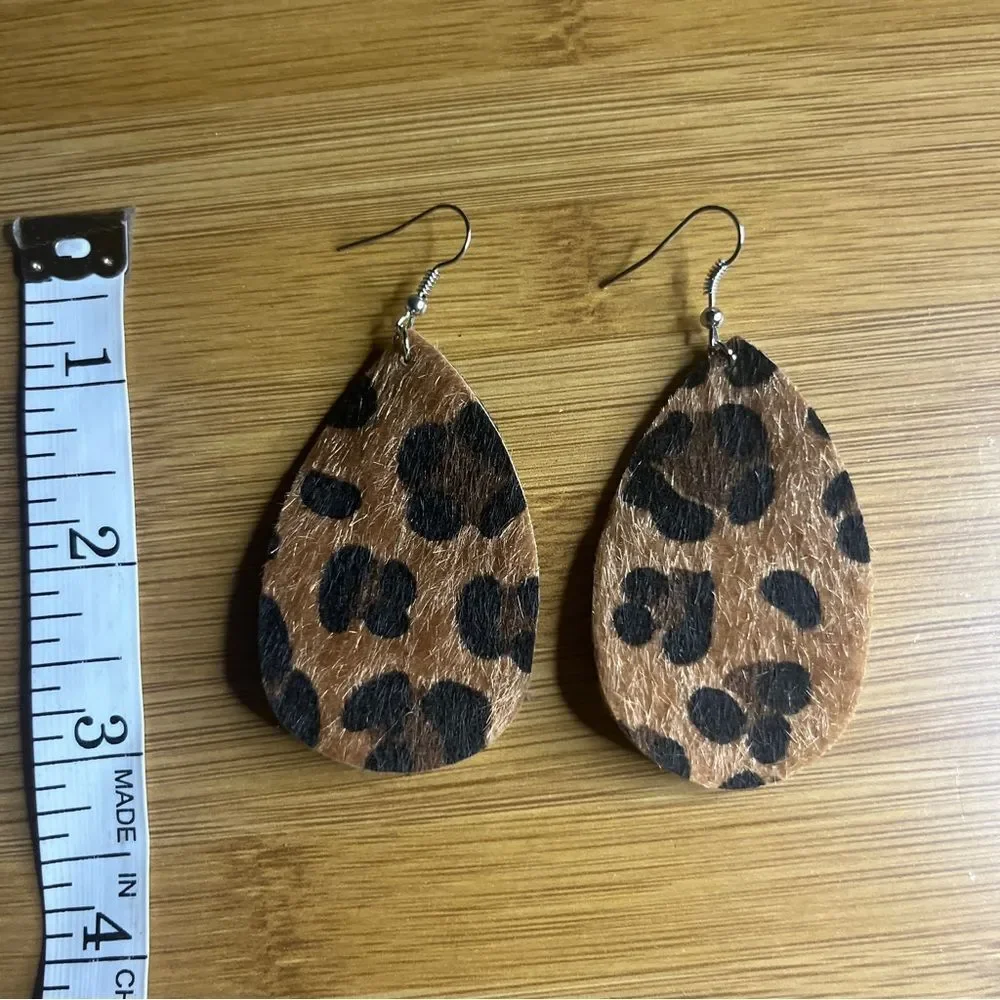 Leopard Print Teardrop Earrings